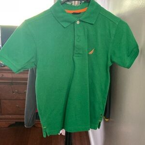 Nautica boys green polo size small 8